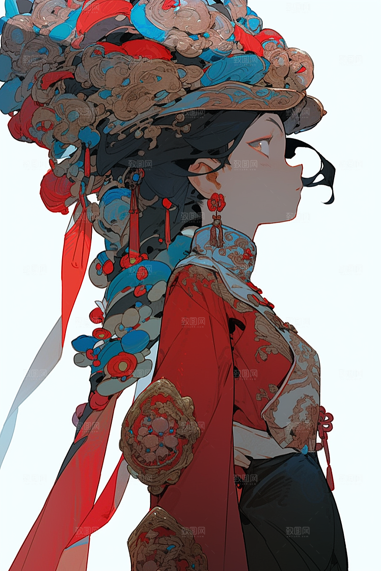 京剧女孩中式扮相插画