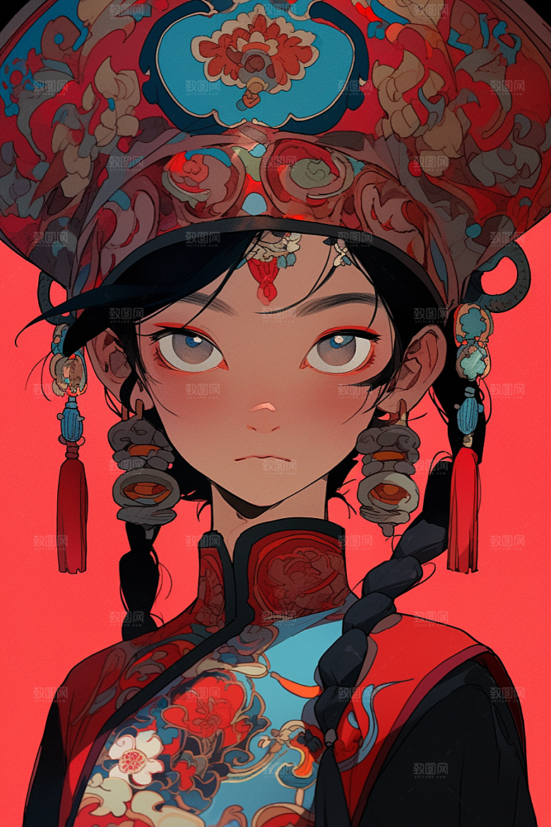 京剧女孩戏剧国粹插画