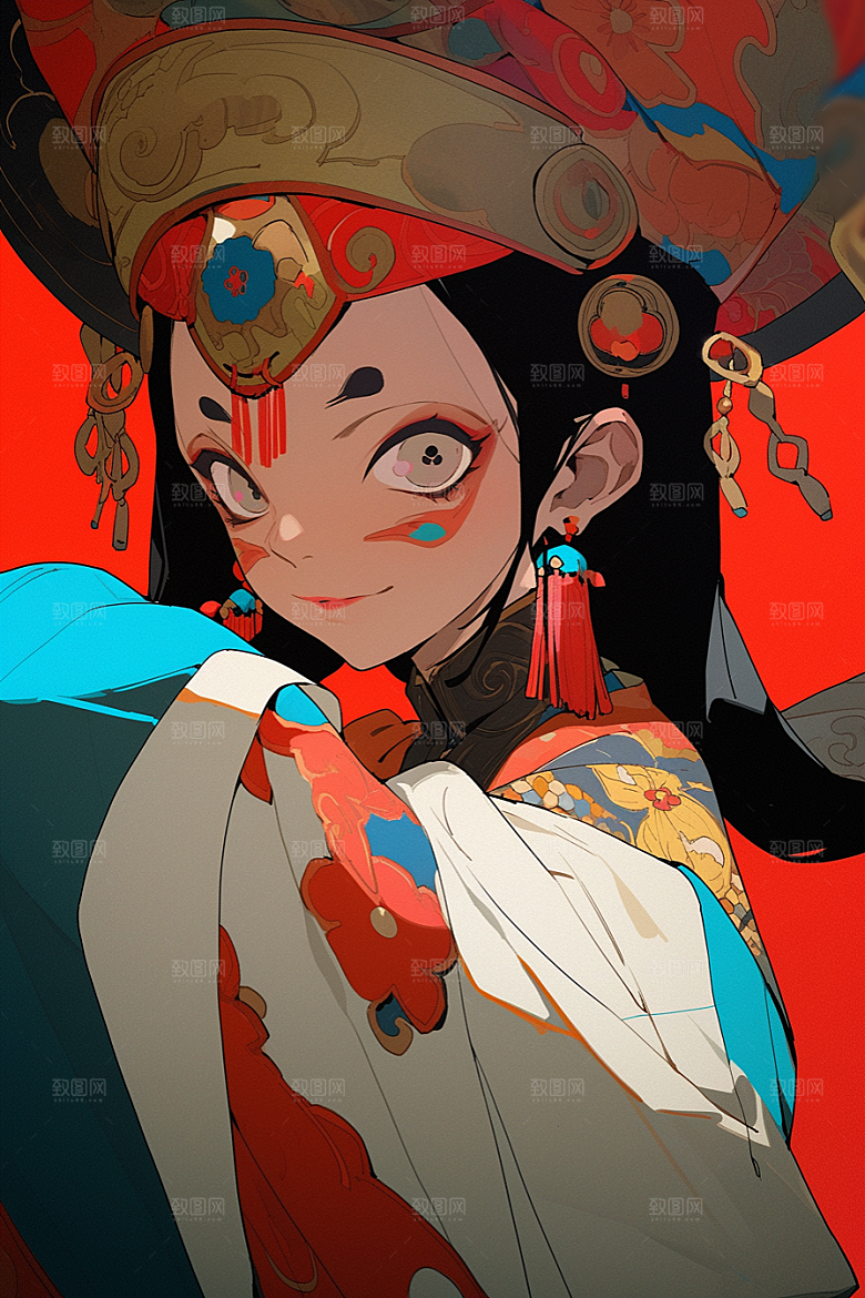 京剧女孩戏剧国粹插画