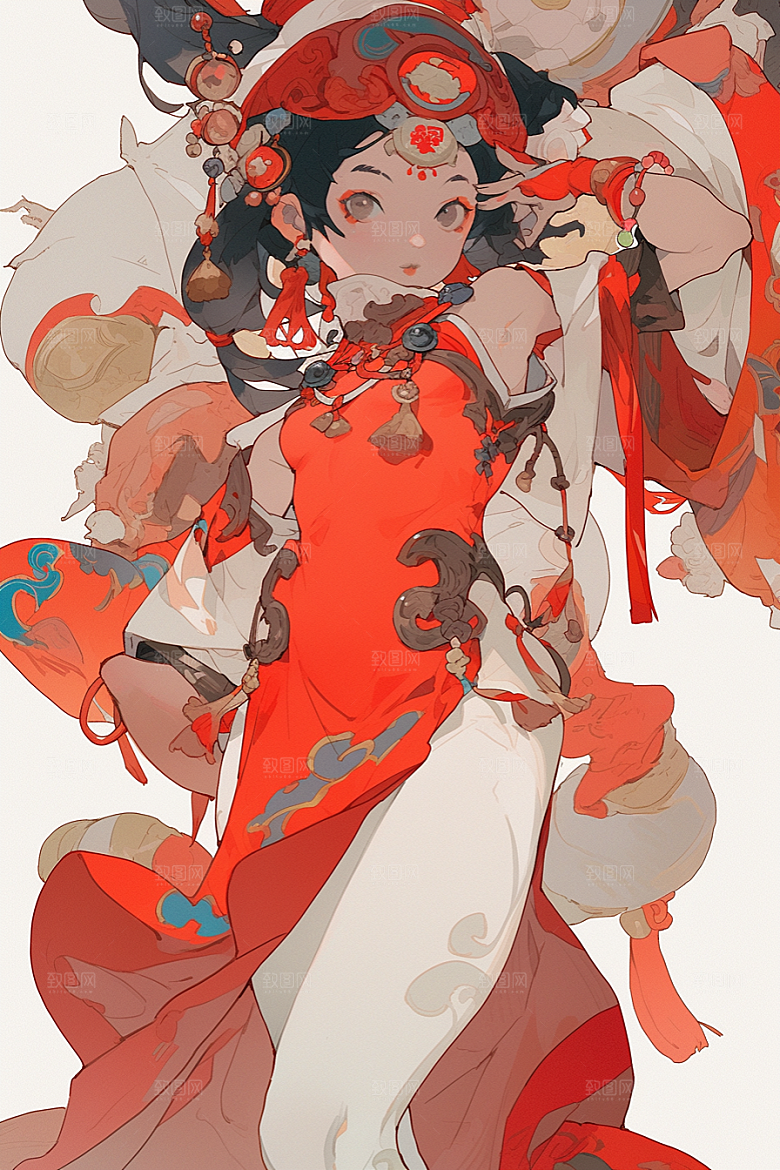 京剧女孩中式国粹插画