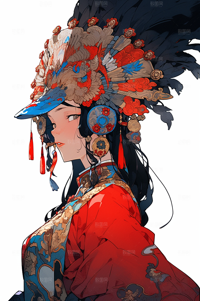 京剧女孩中国风戏剧插画