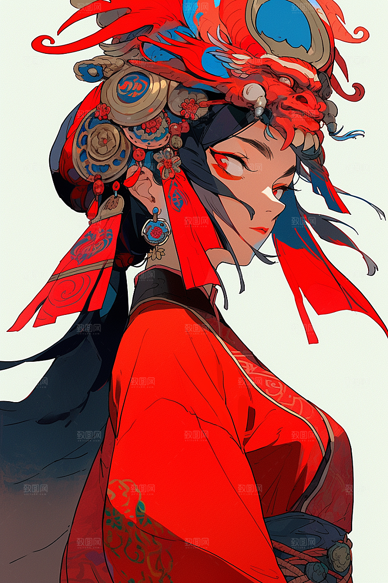 京剧女孩国粹中式插画