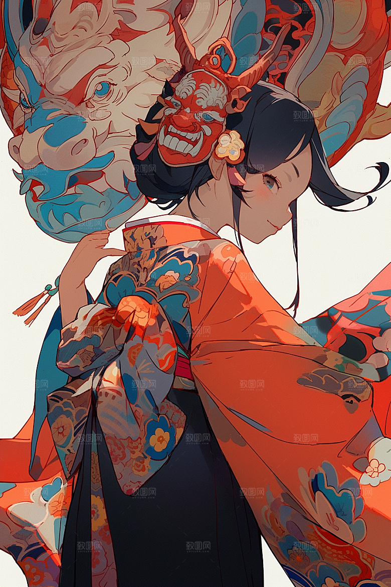 京剧女孩中式中国风插画