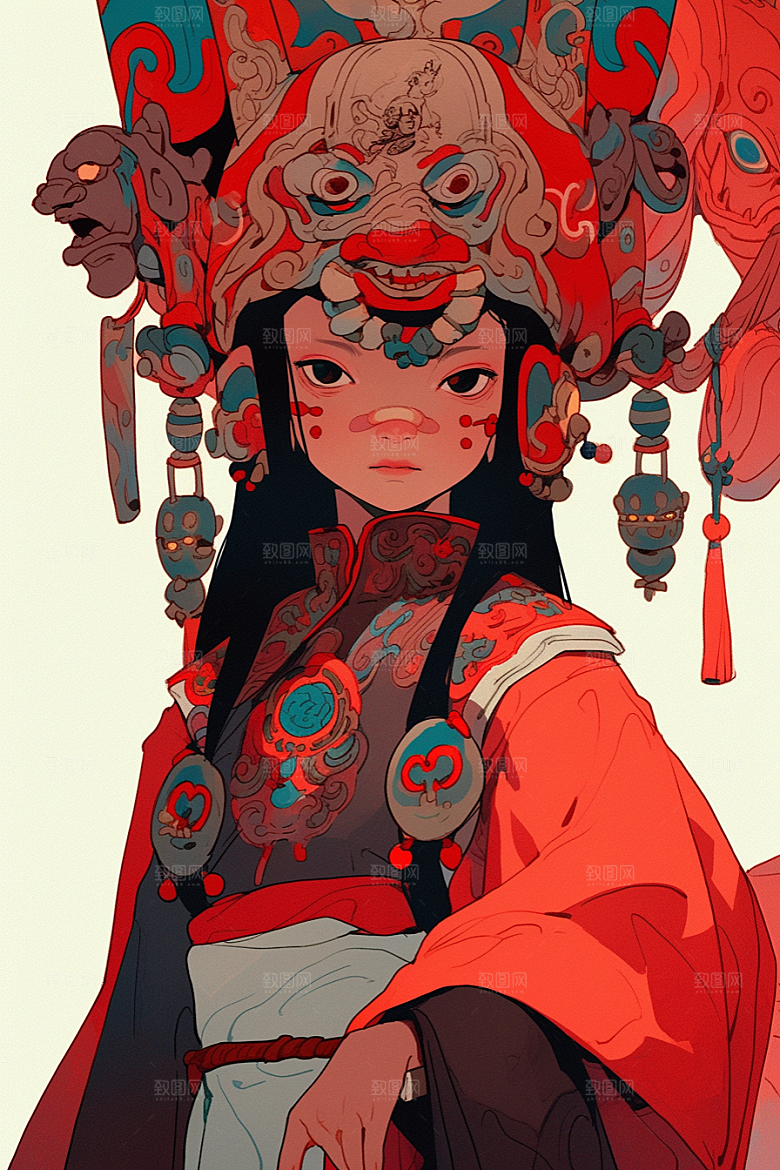 京剧女孩戏剧国粹插画
