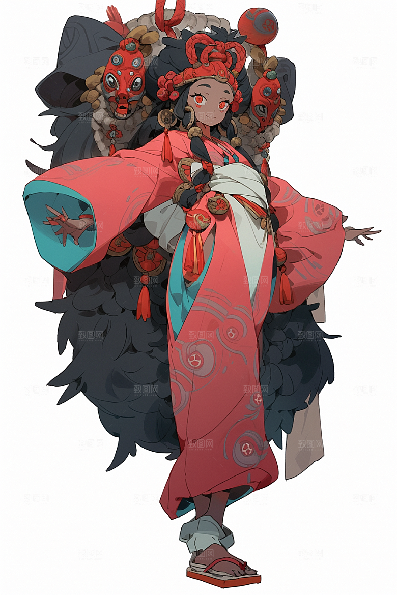 京剧女孩传统风格中式插画