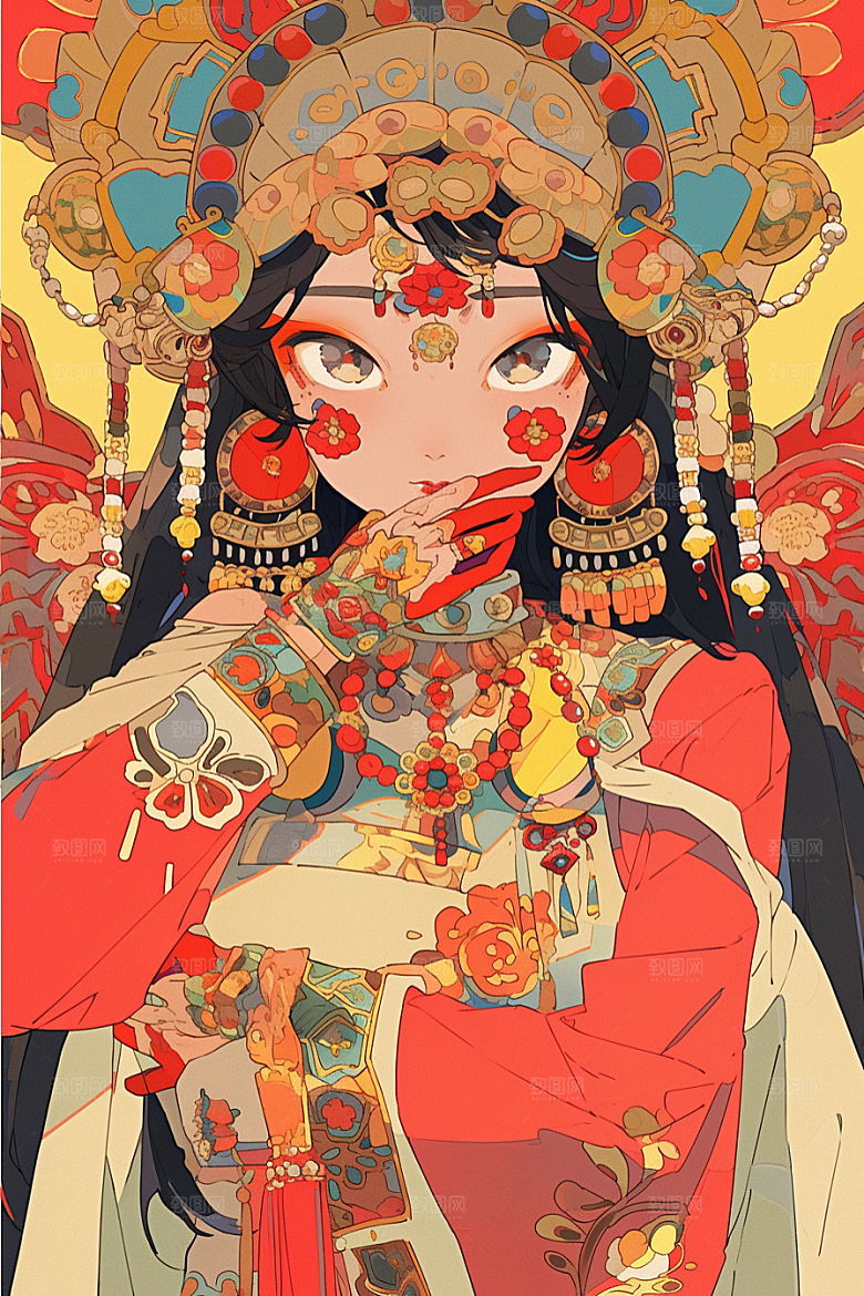 京剧女孩传统风格国粹插画