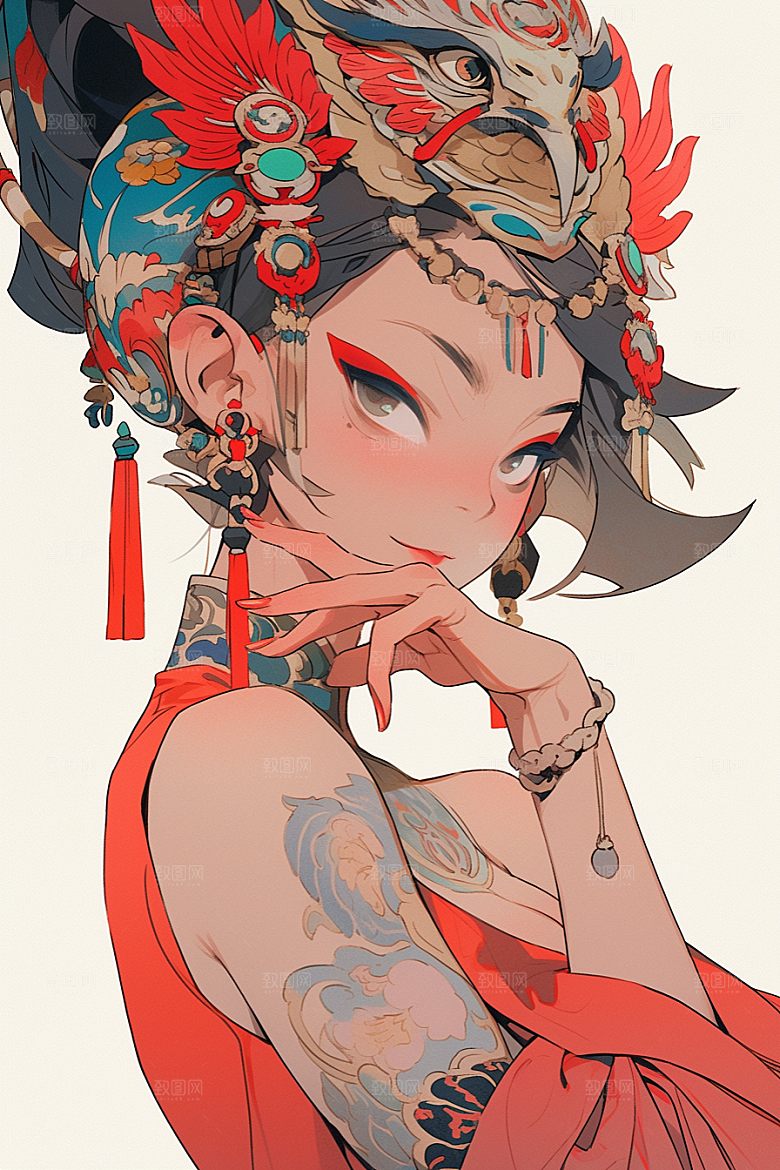 京剧女孩国粹国潮插画