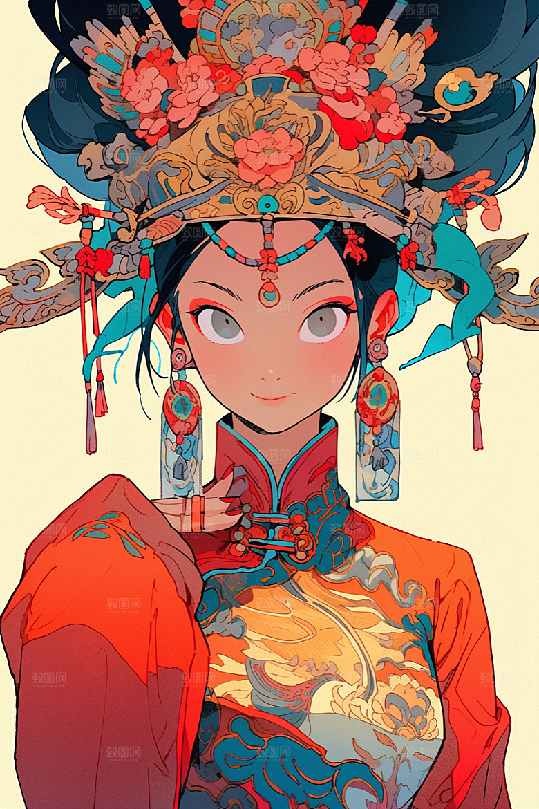 京剧女孩中国风国粹插画