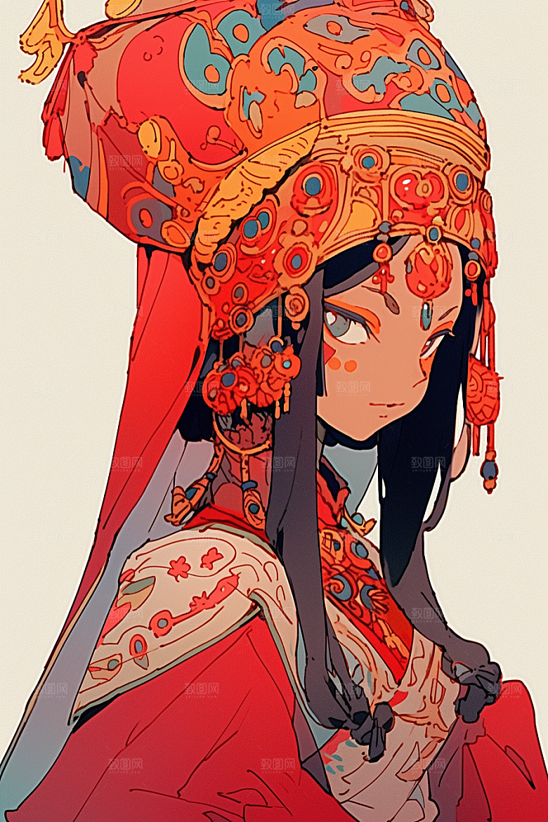 京剧女孩传统风格戏剧插画