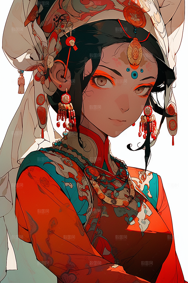 京剧女孩中国风传统风格插画