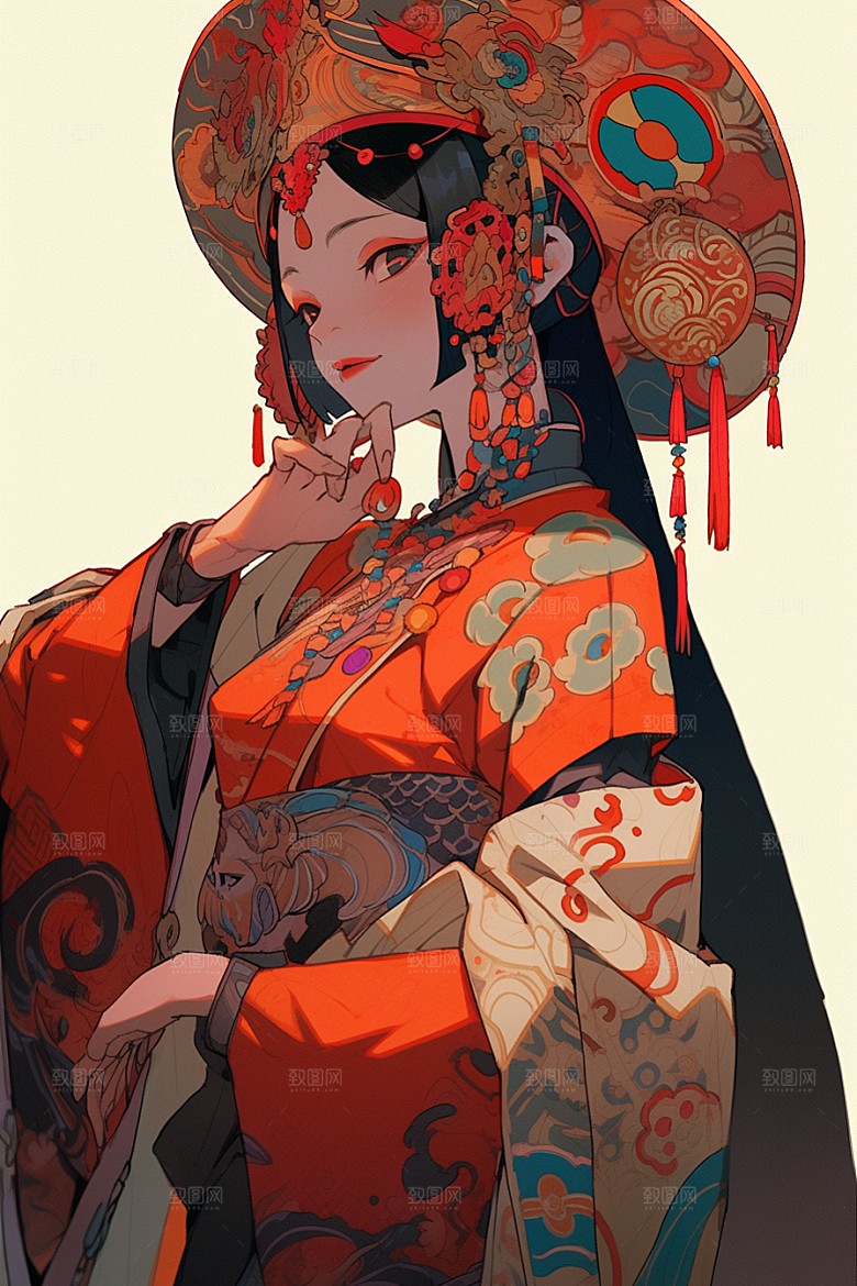 京剧女孩国潮中国风插画