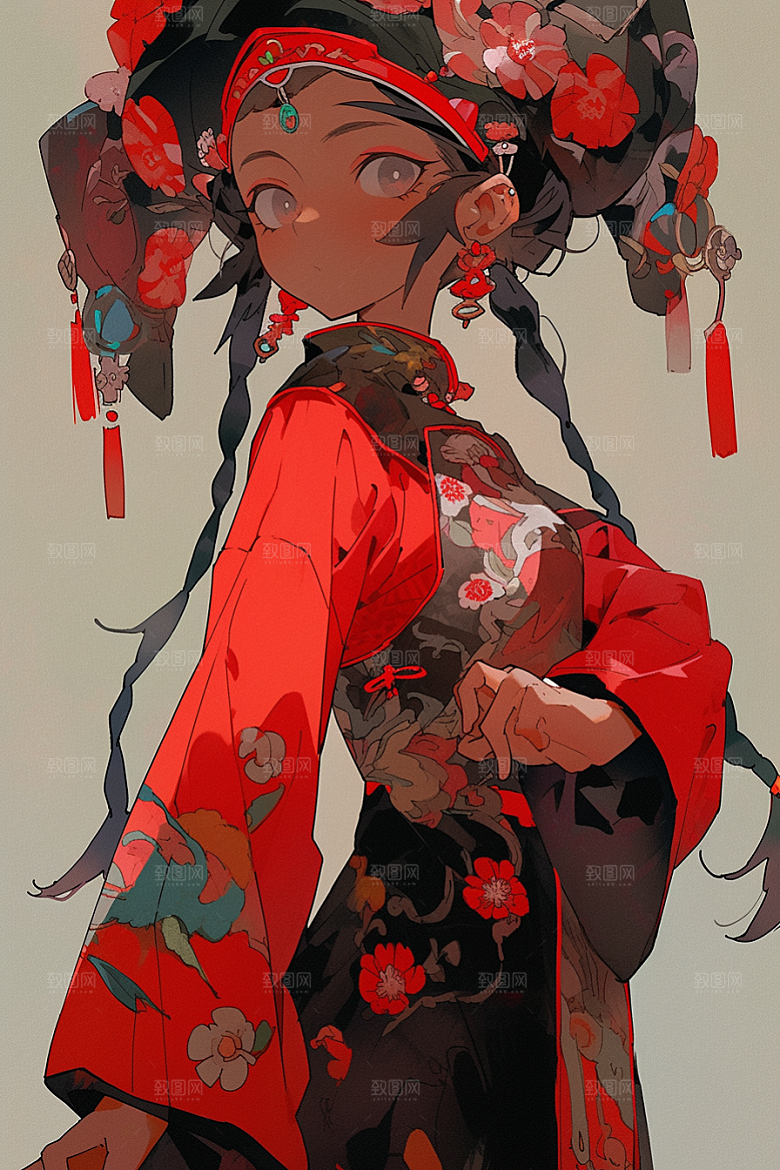 京剧女孩国潮国粹插画