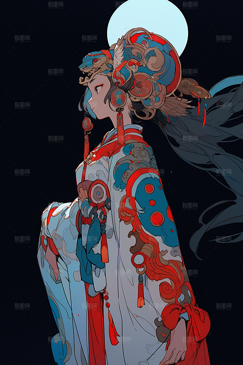 京剧女孩国粹国潮插画