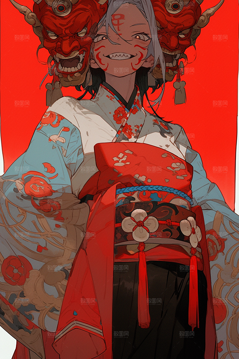 京剧女孩国潮国粹插画