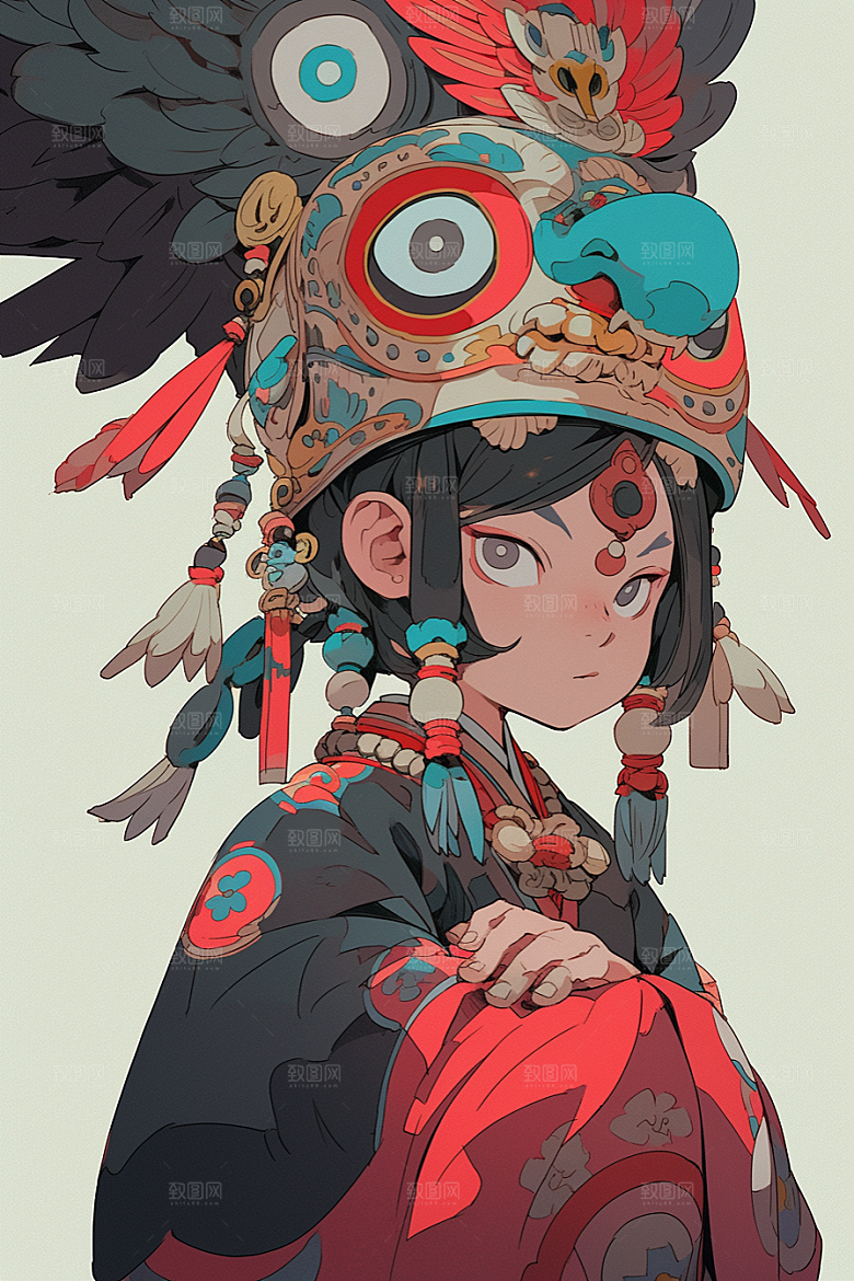 京剧女孩传统风格国粹插画