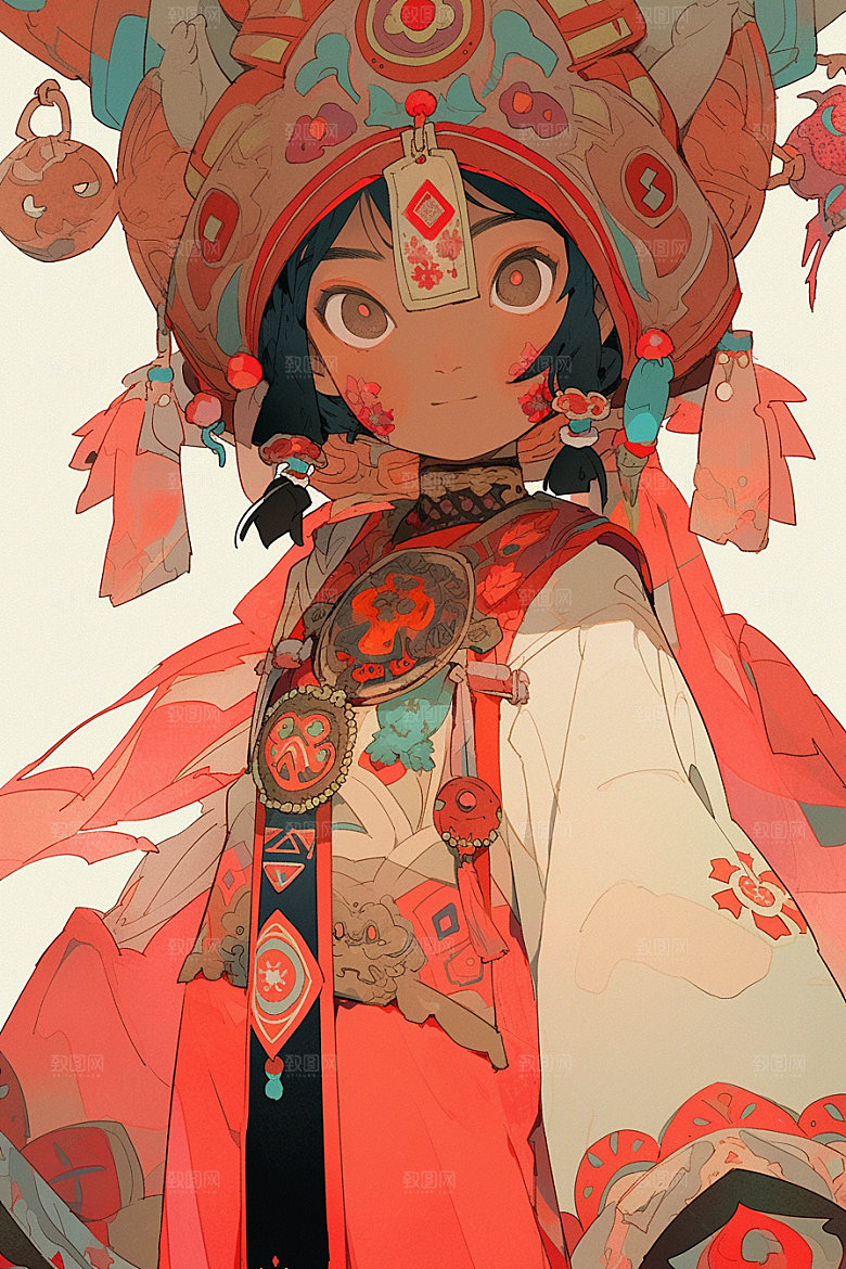 京剧女孩国粹国潮插画