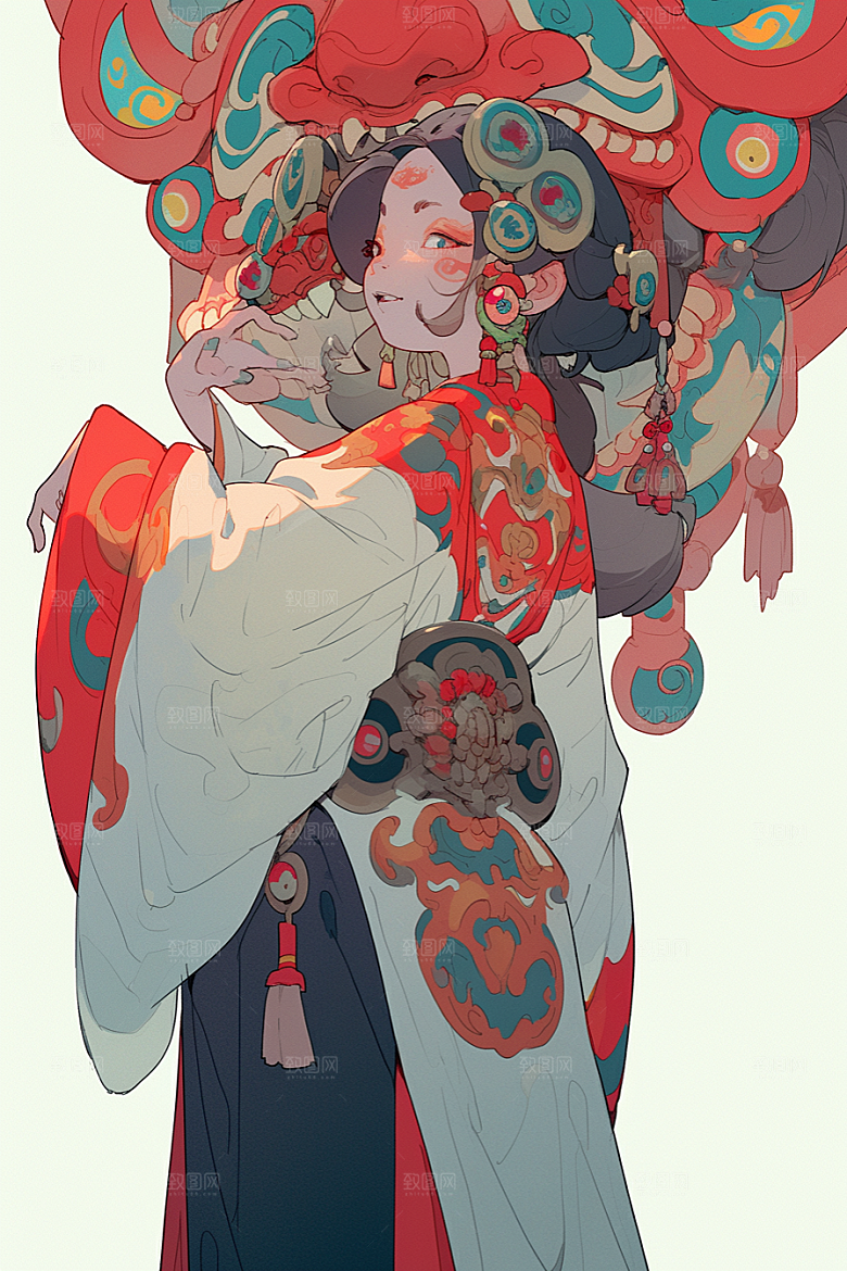 京剧女孩中国风国粹插画