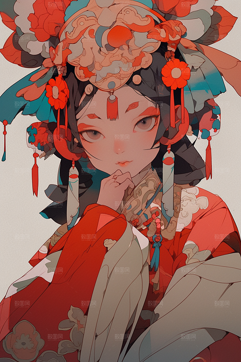 京剧女孩戏曲戏剧插画