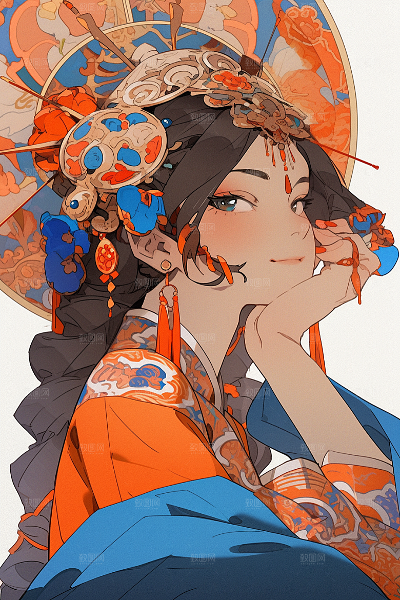 京剧女孩戏剧中国风插画