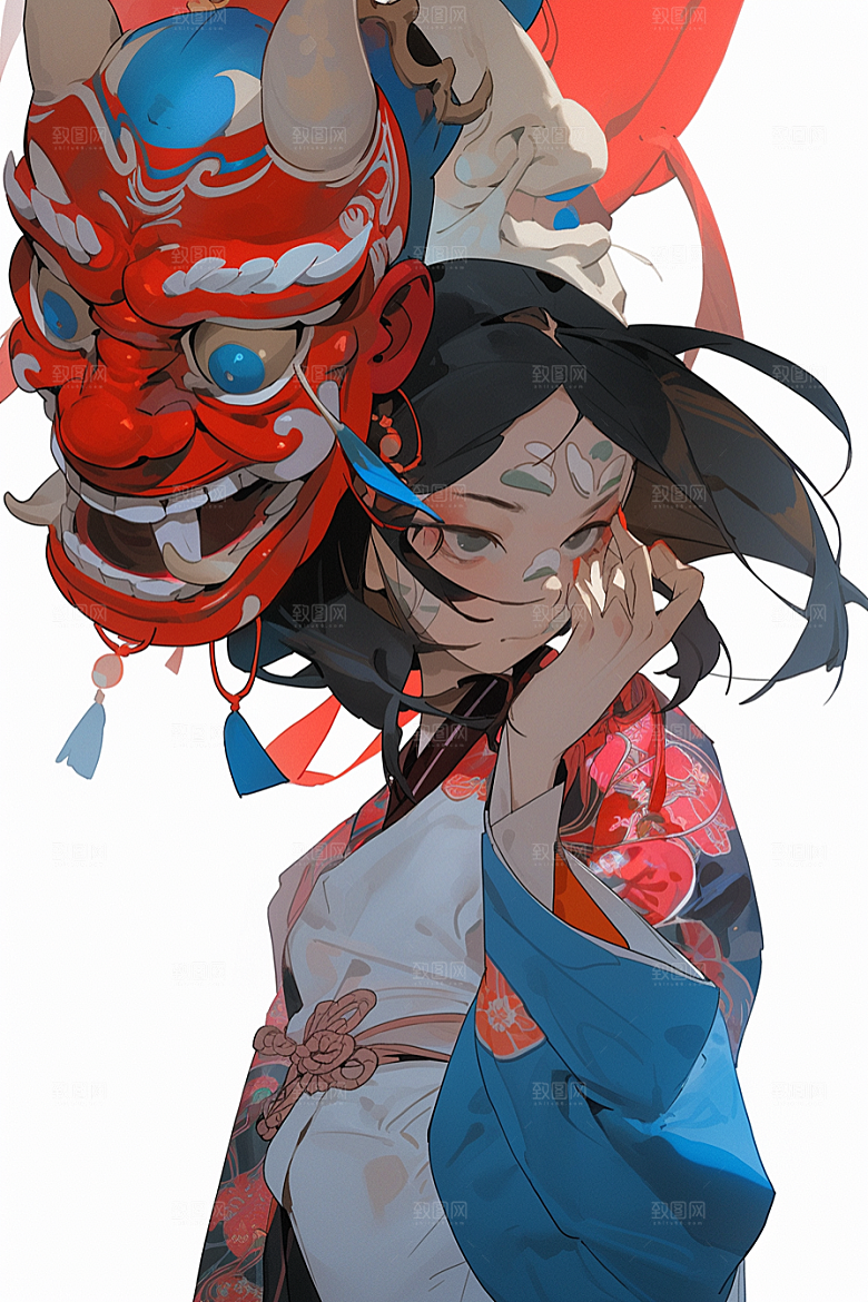 京剧女孩中式中国风插画