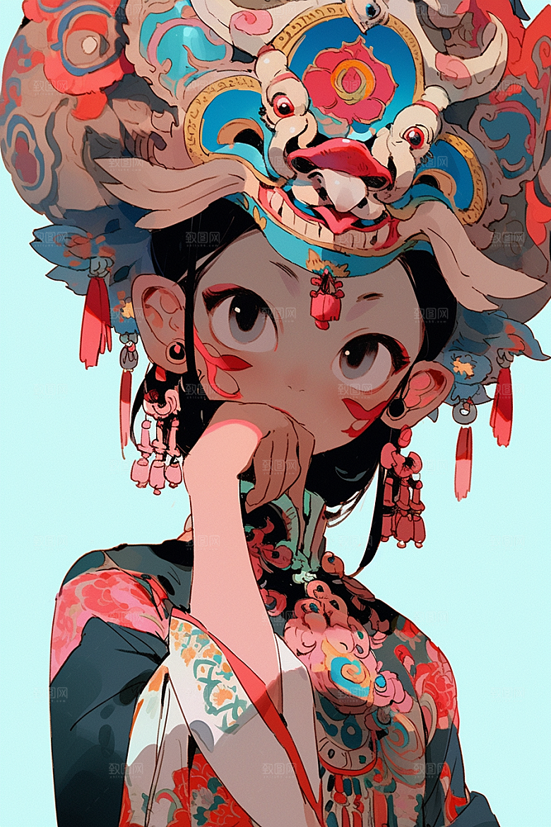 京剧女孩中国风国潮插画