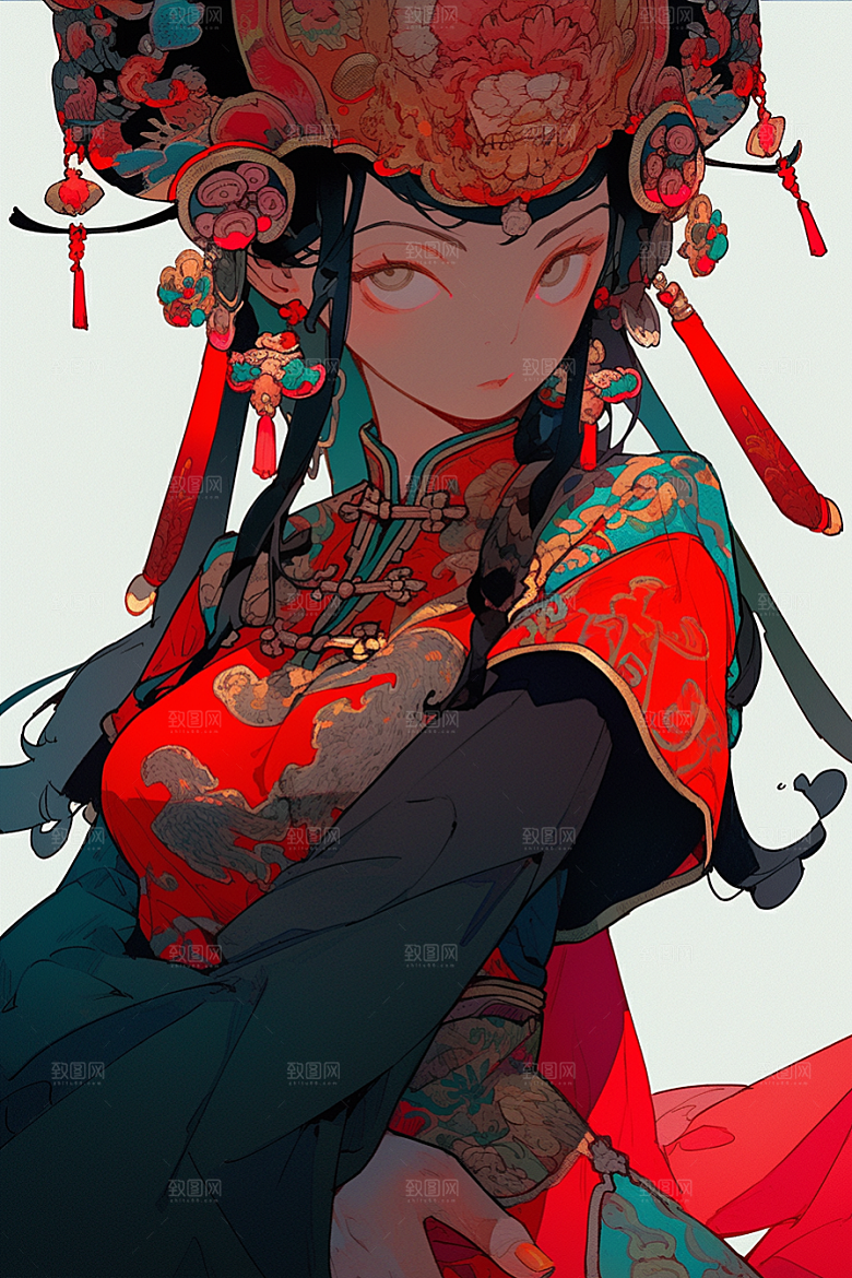 京剧女孩国粹戏剧插画