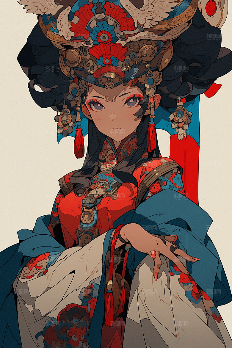 京剧女孩戏剧传统风格插画