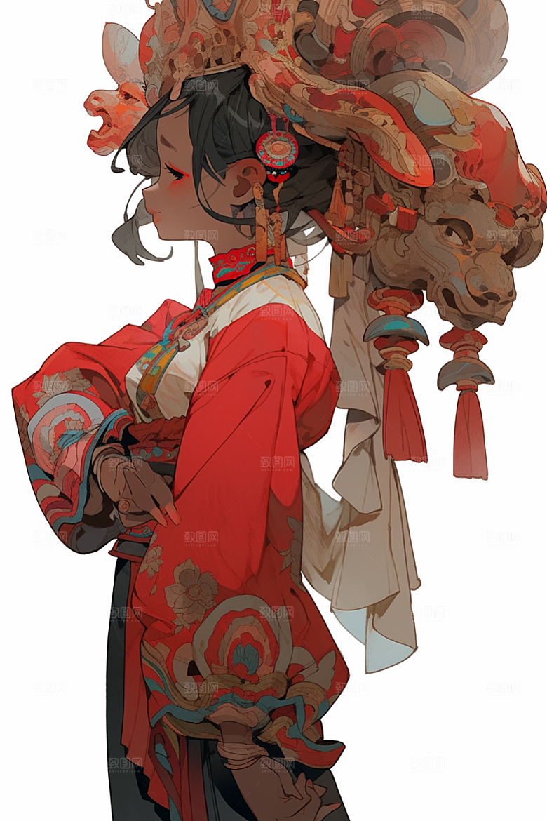 京剧女孩中国风戏曲插画