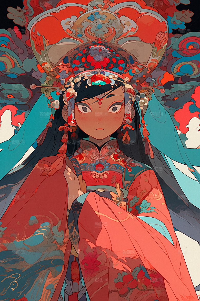 京剧女孩戏曲戏剧插画