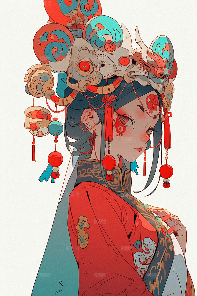 京剧女孩戏剧国粹插画