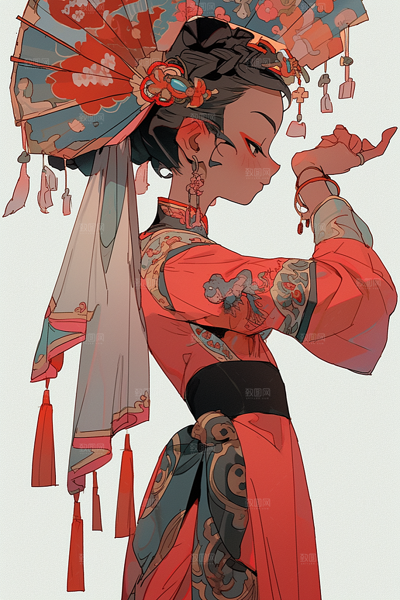 京剧女孩传统风格国粹插画