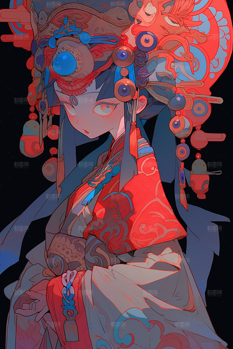 京剧女孩戏曲国粹插画