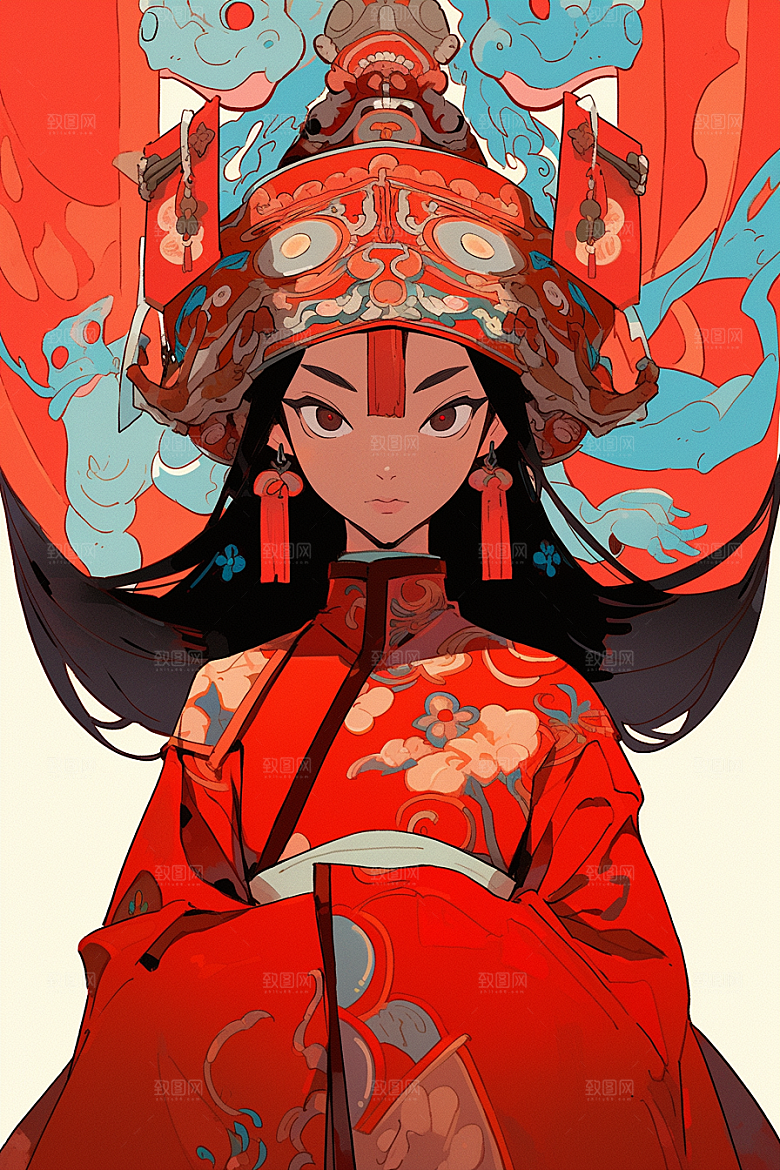 京剧女孩中国风国潮插画
