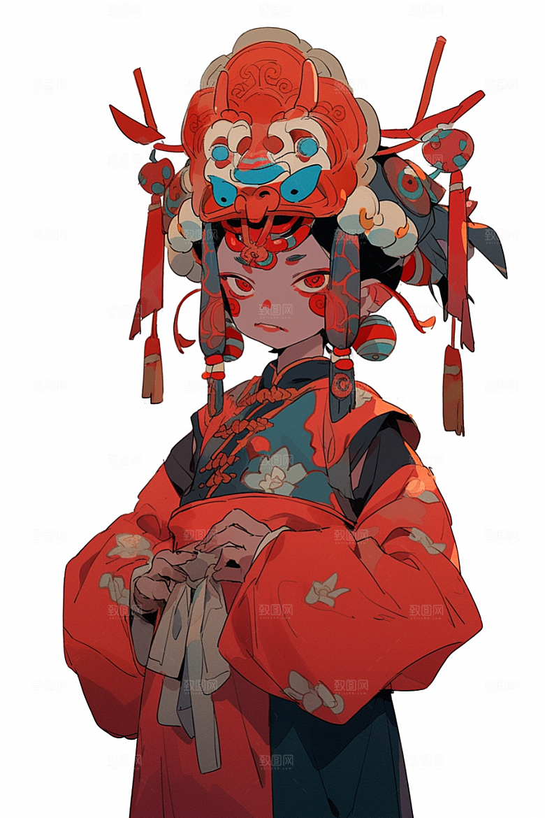 京剧女孩国粹戏曲插画