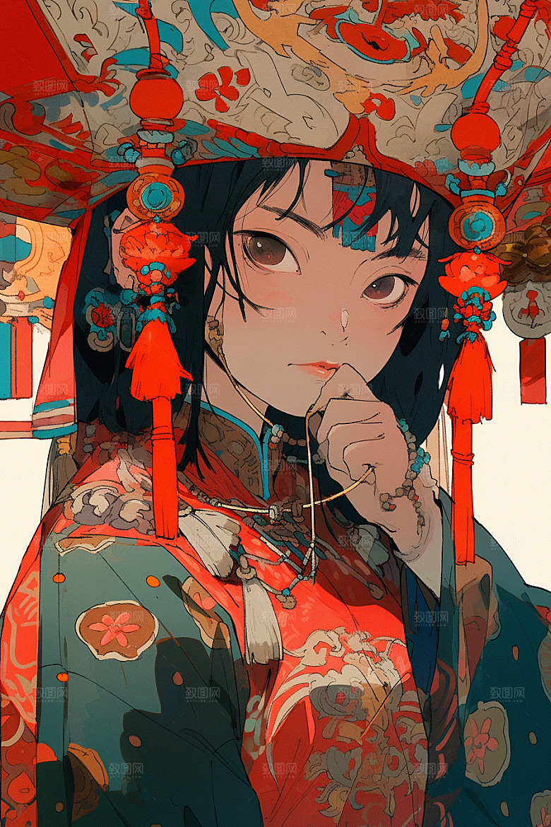 京剧女孩中式戏曲插画