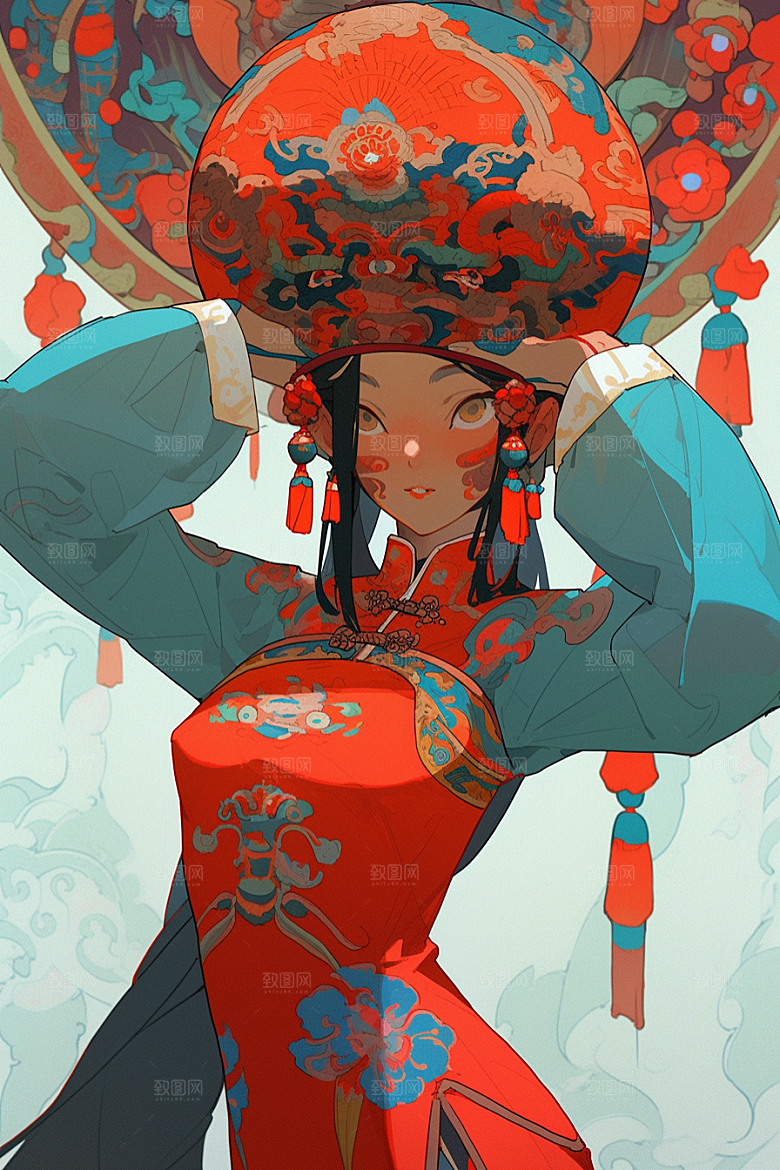 京剧女孩中式国粹插画