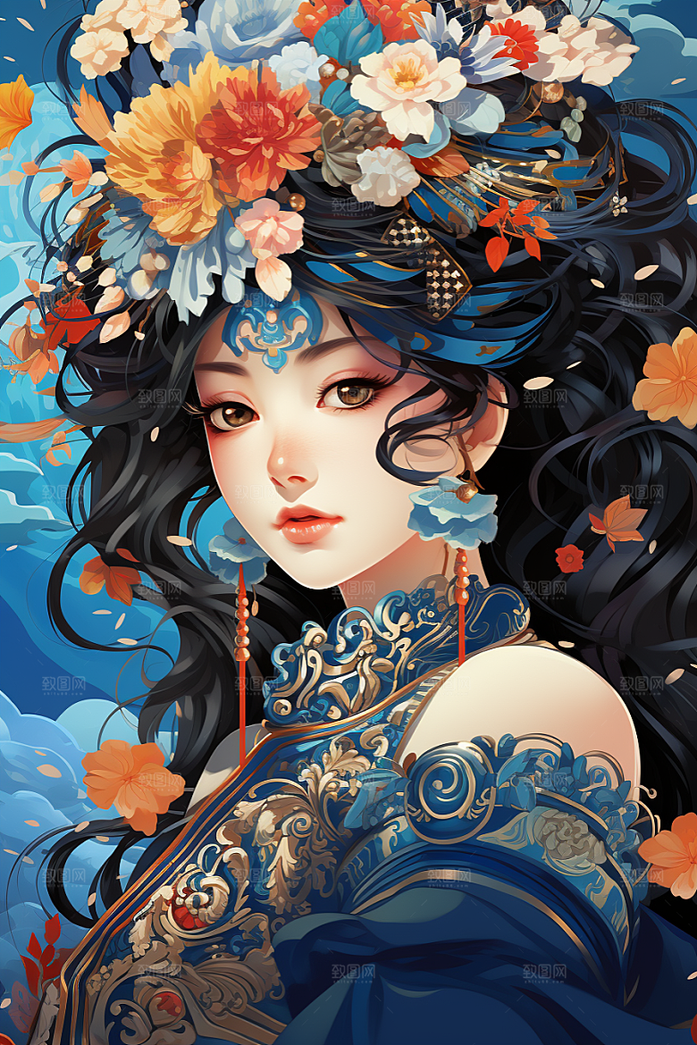 京剧女孩国粹中国风插画