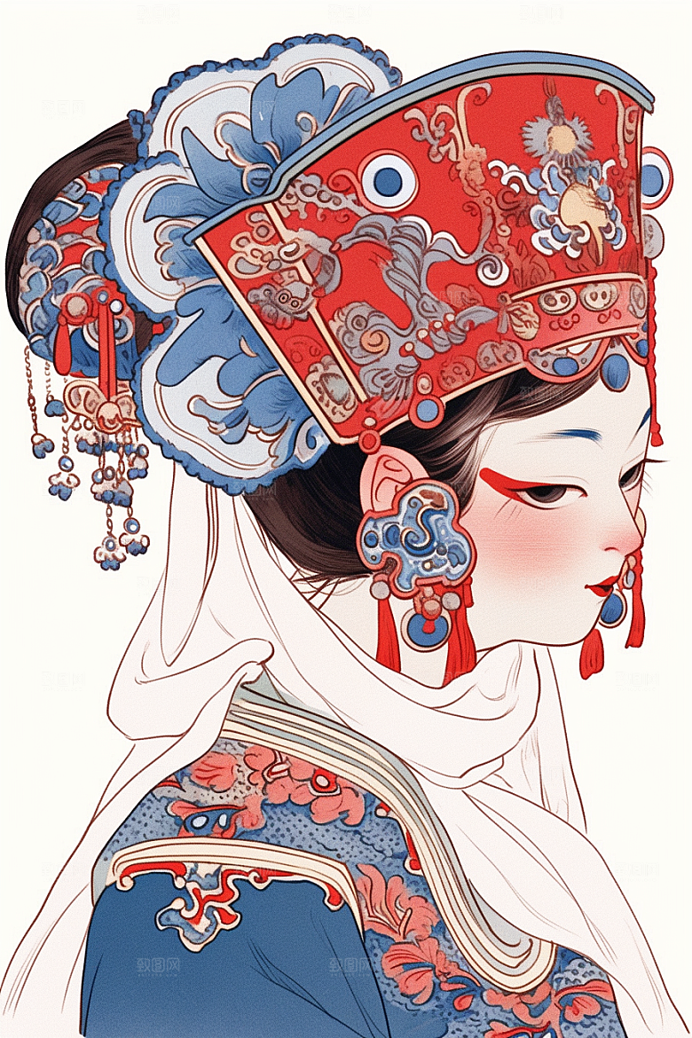 京剧女孩中国风国潮插画