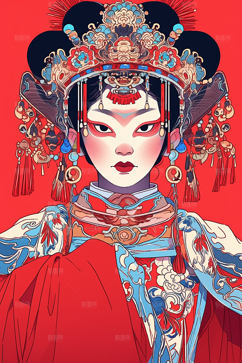 京剧女孩戏剧国粹插画