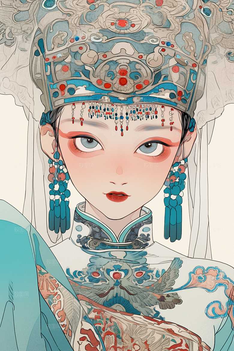 京剧女孩戏曲戏剧插画
