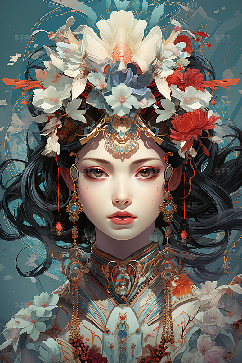京剧女孩国粹中国风插画