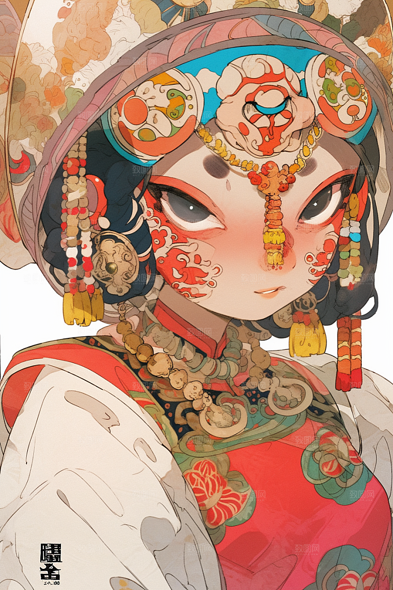 京剧女孩中国风国粹插画