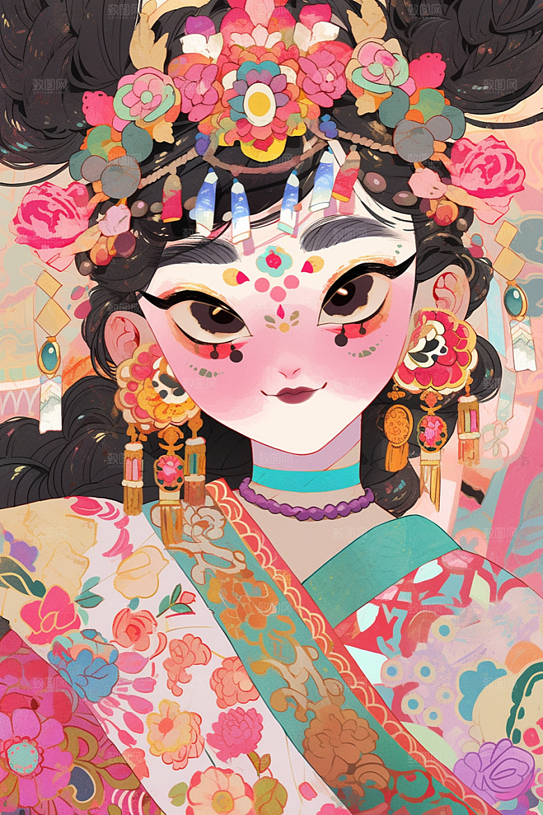京剧女孩戏剧国粹插画