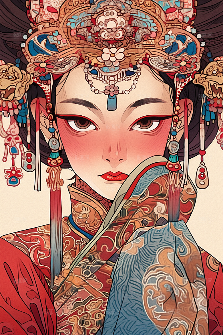 京剧女孩国粹国潮插画