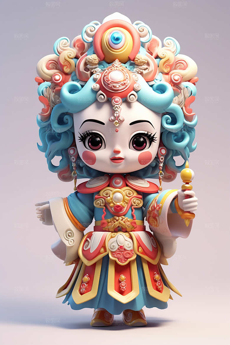 京剧人物中国风传统文化人物模型