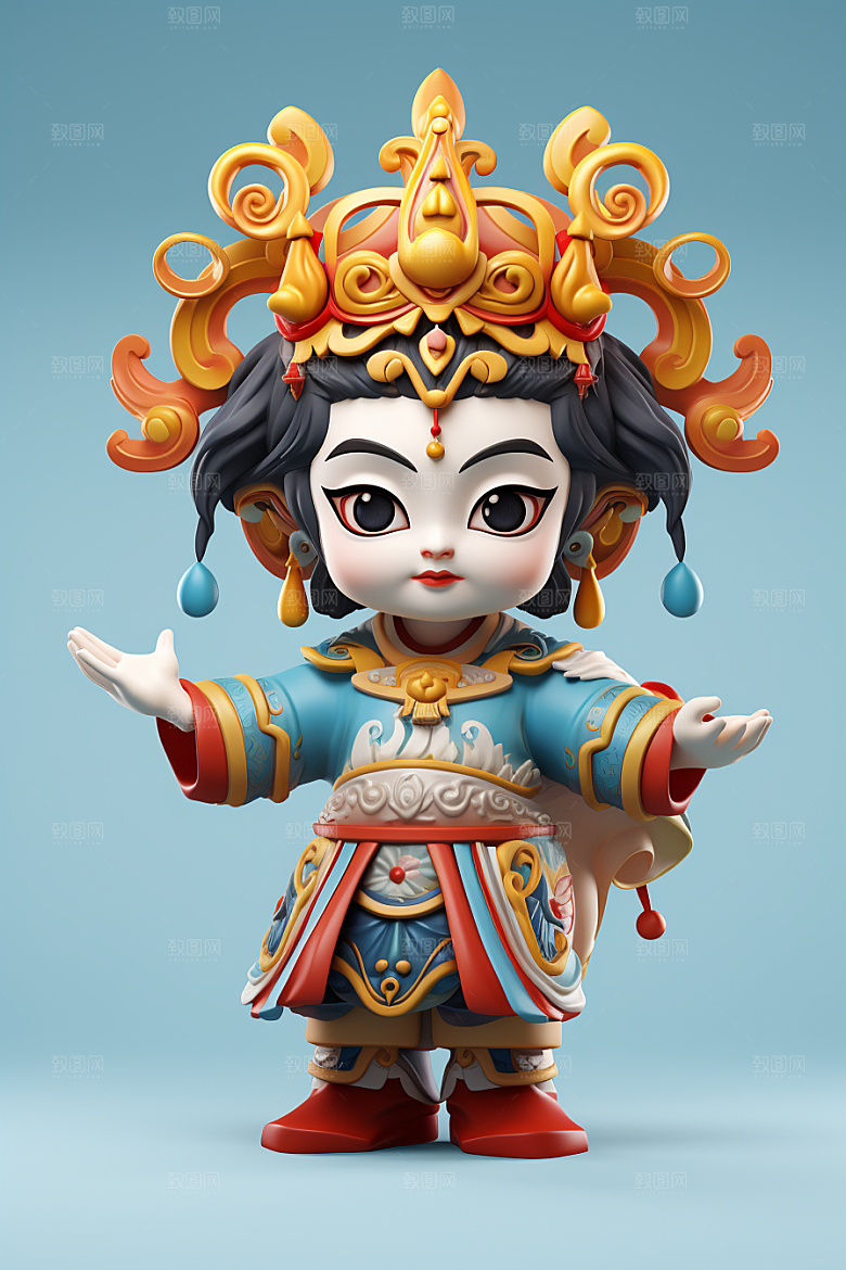 京剧人物传统文化脸谱人物模型