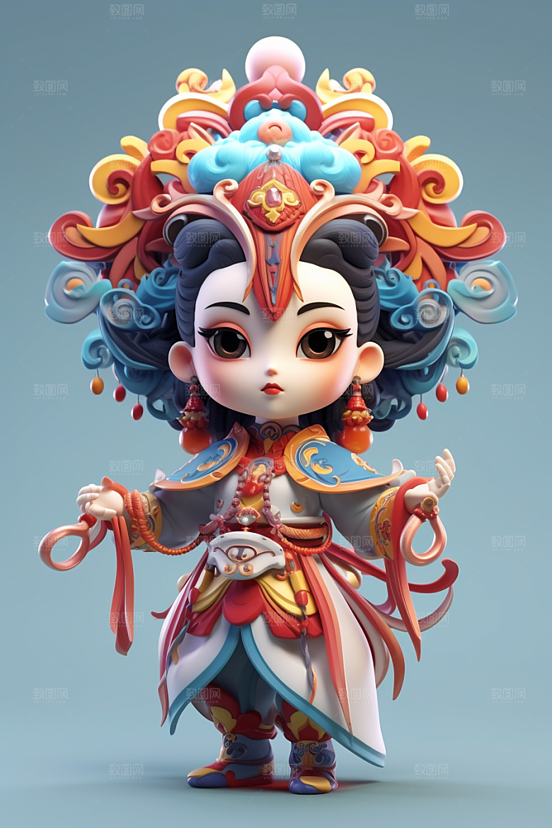 京剧人物中国风国潮人物模型