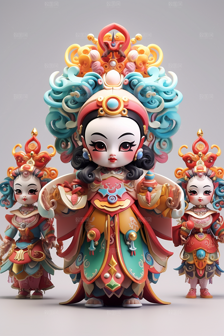 京剧人物国潮中国风人物模型