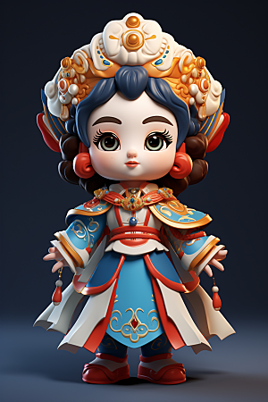 京剧人物传统文化扮相人物模型
