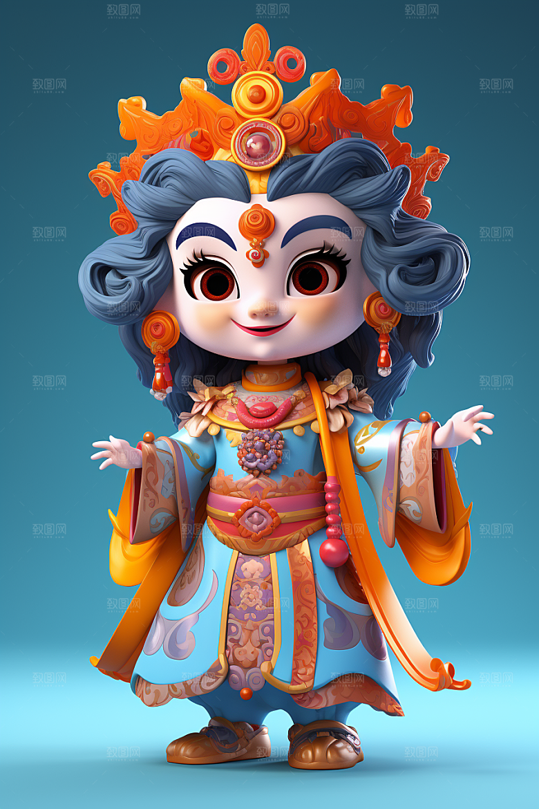 京剧人物立体扮相人物模型